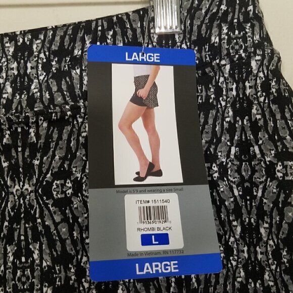 NWT Tranquility by Colorado Clothing Rhombi Black Skirt Skort Size L - Picture 3 of 6